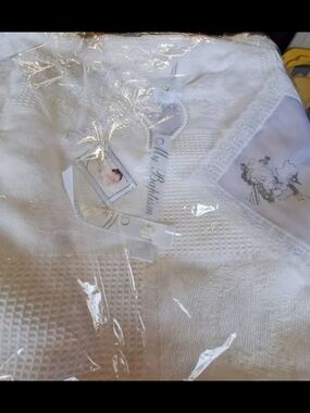 White Textured Baby Baptism Blanket